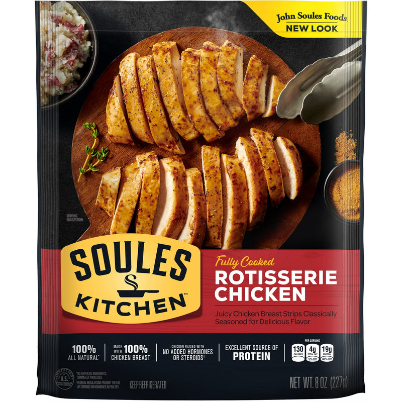 Soules Kitchen Rotisserie Chicken, 8 oz, Refrigerated, 18g Protein per 3oz Serving — package