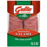 Gallo Salame Deli Thin Sliced Refrigerated, Lunch & Deli Meats, 15.2 oz, Italian Dry Salami, Vacuum Pack — package