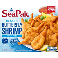SeaPak Crispy Breaded Butterfly Shrimp, Easy to Bake, BAP Certified, 18oz (Frozen) — package