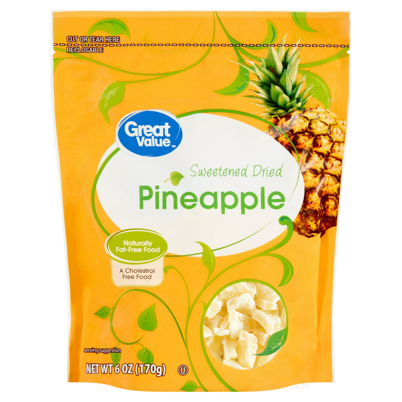Great Value Sweetened Dried Pineapple, 6 oz — package