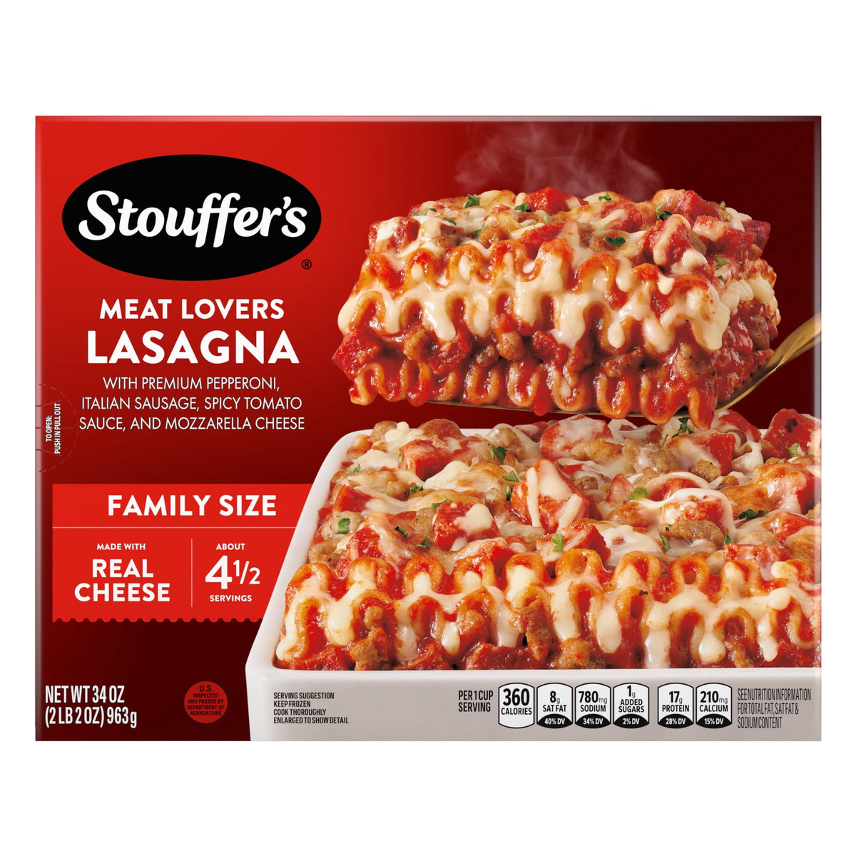 Stouffer's Frozen Meat Lovers Lasagna Family Size, 34 oz