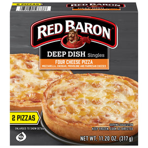 Red Baron Frozen Deep Dish Singles Four Cheese Pizza, 11.2 oz, 2 ct