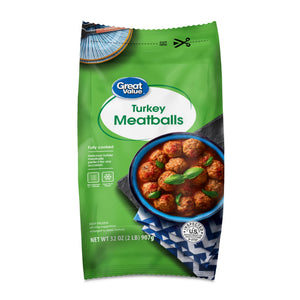Great Value Frozen Fully Cooked Turkey Meatballs, 32 oz