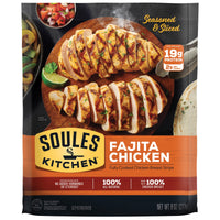 Soules Kitchen Fajita Chicken, 8 oz, Refrigerated, Fully Cooked, No Hormones, Gluten-Free — package