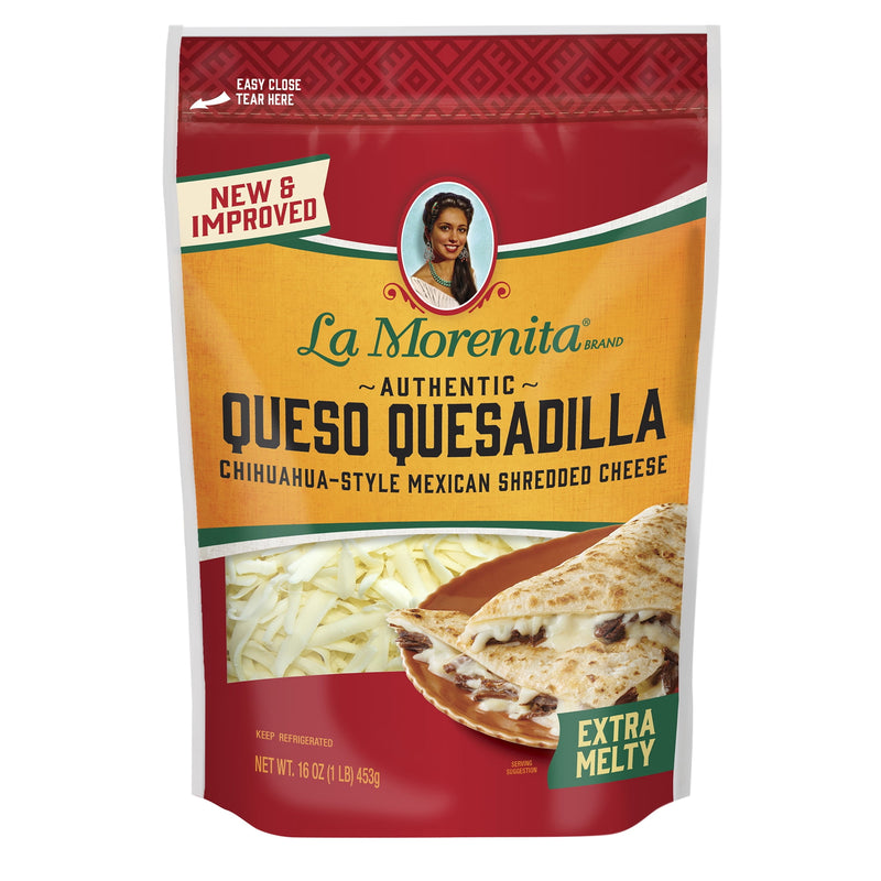 La Morenita Queso Quesadilla, Chihuahua-Style Melting Cheese, 16 oz, Resealable Plastic Bag, Refrigerated — package