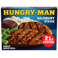 Hungry-Man Salisbury Steak, 21g of Protein, 6g of Fiber, Frozen Meal, 16 oz — package