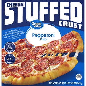 Great Value Frozen Stuffed Crust Pepperoni Pizza Tomato Basil Garlic Sauce, 23.4 oz
