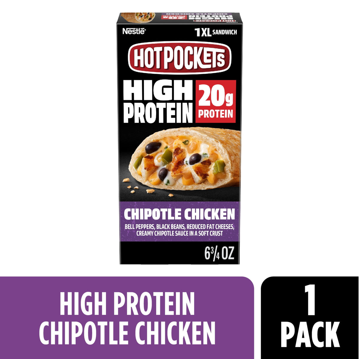 Hot Pockets Frozen High Protein XL Sandwich Chipotle Chicken, 6.75 oz