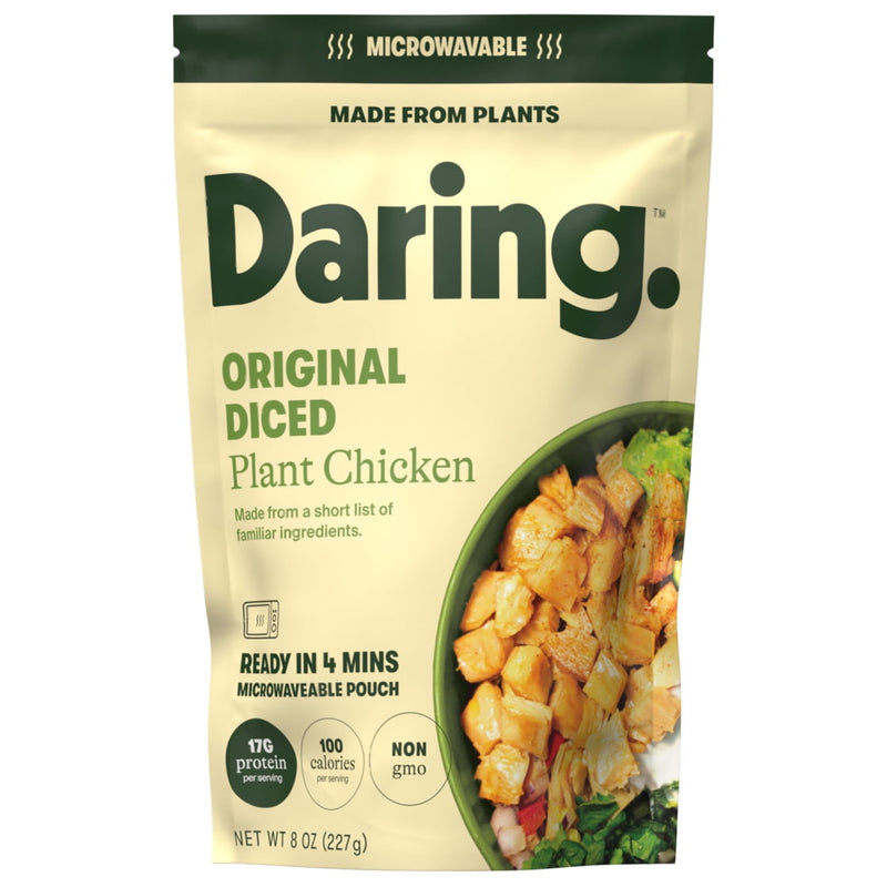 Daring Original Diced Plant-Based Chicken High‑Protein Vegan, 8 oz, Frozen — package