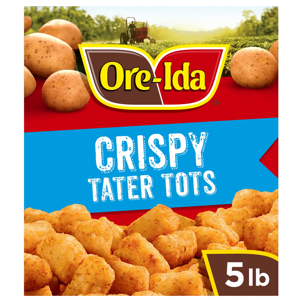Ore-Ida Frozen Crispy Tater Tots Seasoned Shredded Potatoes, 5 lbs