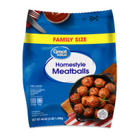 Great Value Fully Cooked Homestyle Meatballs, Family Size, 48 oz (Frozen) — package