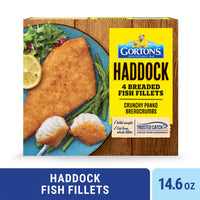 Gorton’s Crunchy Breaded Haddock Fillets, Wild Caught, 4 Count — package