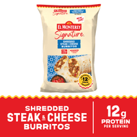 El Monterey Signature Shredded Steak and Cheese Burritos 57.6 oz, 12 Count (Frozen) — package