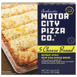 Authentic Motor City Pizza Co. Frozen Detroit-Style 5 Cheese Bread, Parmesan Sauce, 22.43 oz