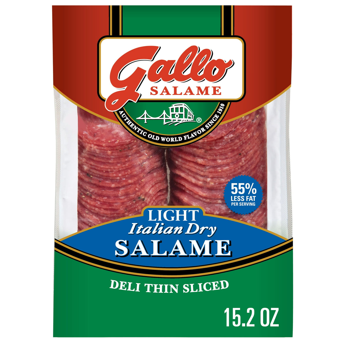 Gallo Salame Refrigerated Deli Thin Sliced Light Italian Dry Salami, 15.2 oz
