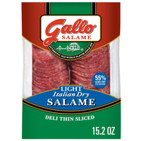 Gallo Salame Deli Thin Sliced Light Italian Dry Salami, Sliced Charcuterie Meat, 15.2 oz — package