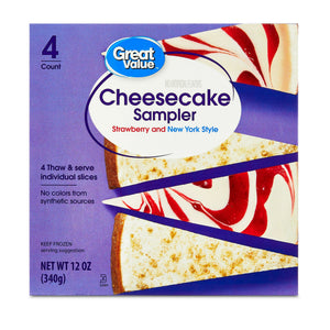 Great Value Frozen Cheesecake New York and Strawberry Swirl, 12 oz, 4 ct