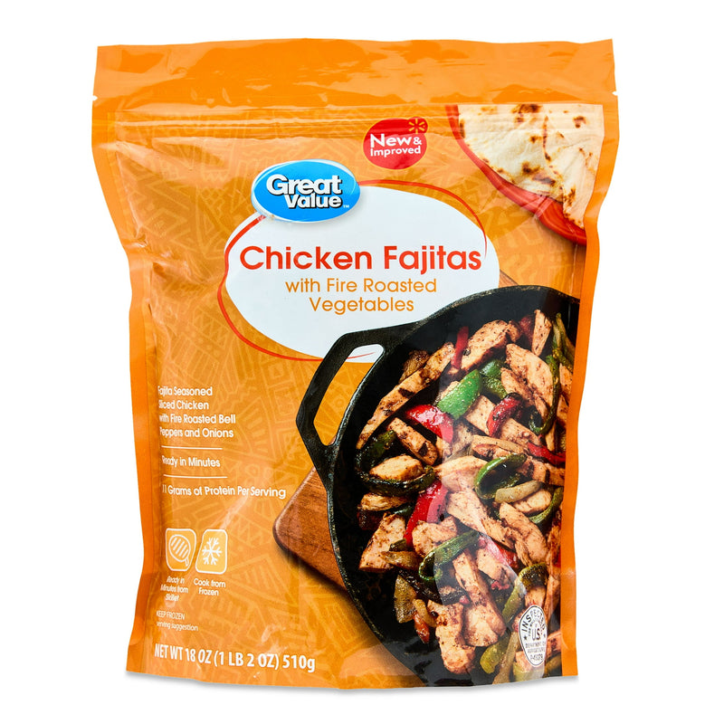 Great Value Chicken Fajitas with Fire Roasted Vegetables, 18 oz (Frozen) — package