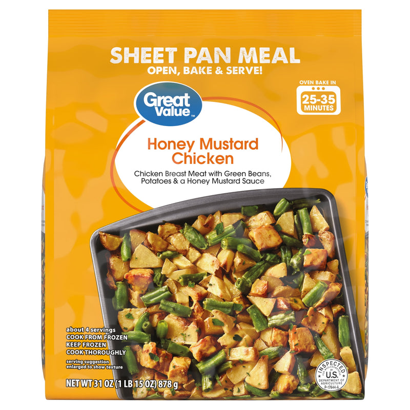 Great Value Honey Mustard Chicken Sheet Pan Meal, 31 oz (Frozen) — package