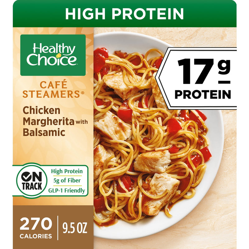 Healthy Choice Cafe Steamers Chicken Margherita With Balsamic, High Protein Frozen Meal, 9.5 oz. Bowl — package