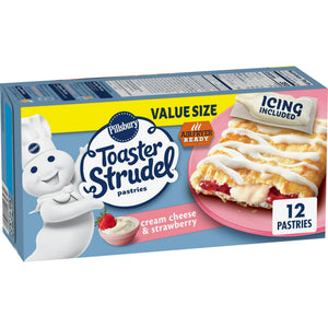Pillsbury Frozen Toaster Strudel Pastries Cream Cheese and Strawberry, 23.400 oz, 12 ct