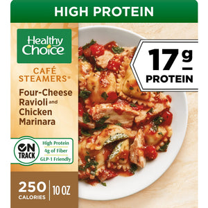 Healthy Choice Frozen Cafe Steamers Four-Cheese Ravioli & Chicken Marinara, 10 oz