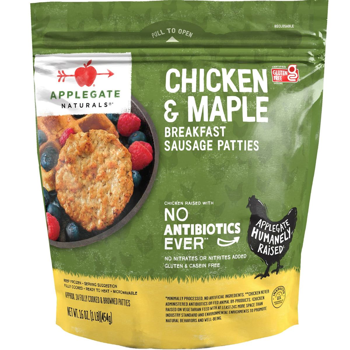 Applegate Frozen Chicken & Maple Breakfast Sausage Patties, 16 oz