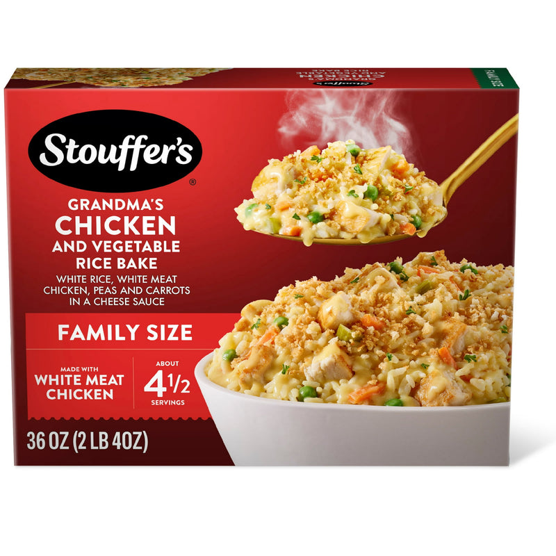 Stouffer’s Grandma’s Chicken and Vegetable Rice Bake, Family Size, Frozen Family Dinners 36 oz — package