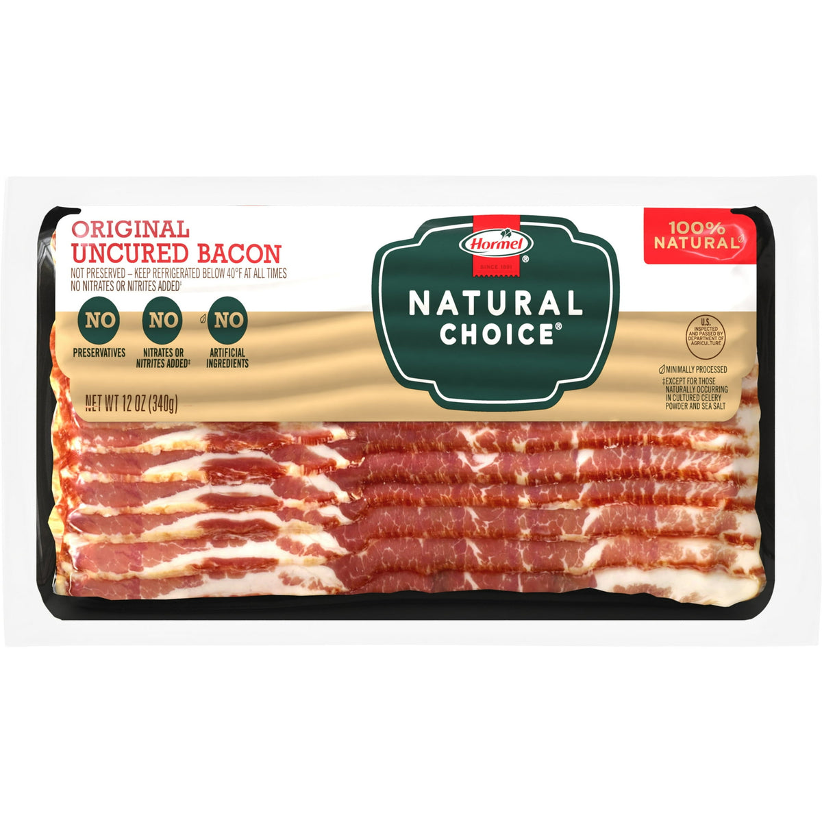 Natural Choice Refrigerated Original Uncured Bacon, 12 oz