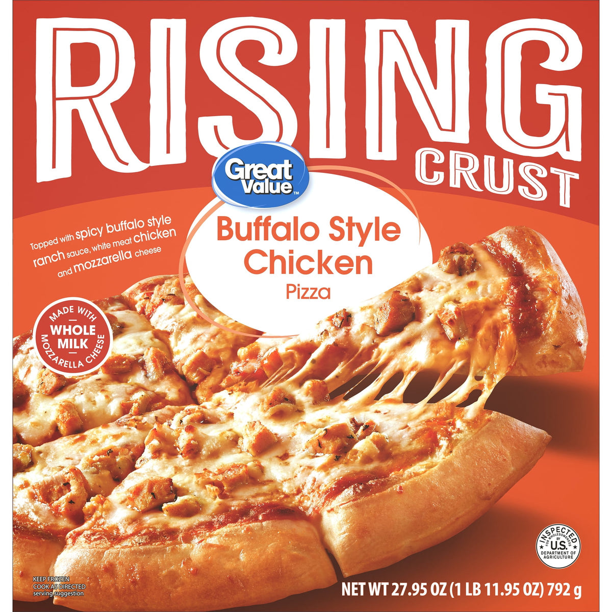 Great Value Frozen Rising Crust Buffalo Chicken Pizza, 27.9 oz