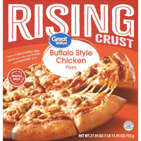 Great Value Frozen Rising Crust Buffalo Chicken Pizza with Mozzarella and Asiago Cheeses, 27.95 oz — package
