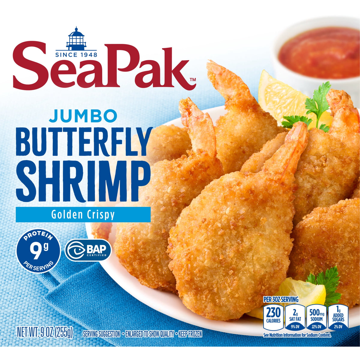 SeaPak Frozen Jumbo Butterfly Shrimp with Crispy Breading, 9.0 oz