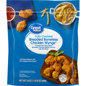 Great Value Frozen Boneless Fully Cooked Breaded Chicken Bites, 24 oz