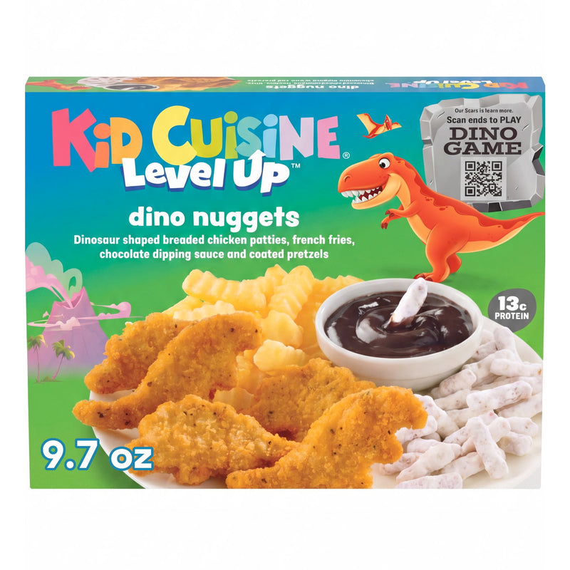 Kid Cuisine Level Up Dino Chicken Nuggets, Frozen Meal, 13g Protein, 9.7 oz. — package