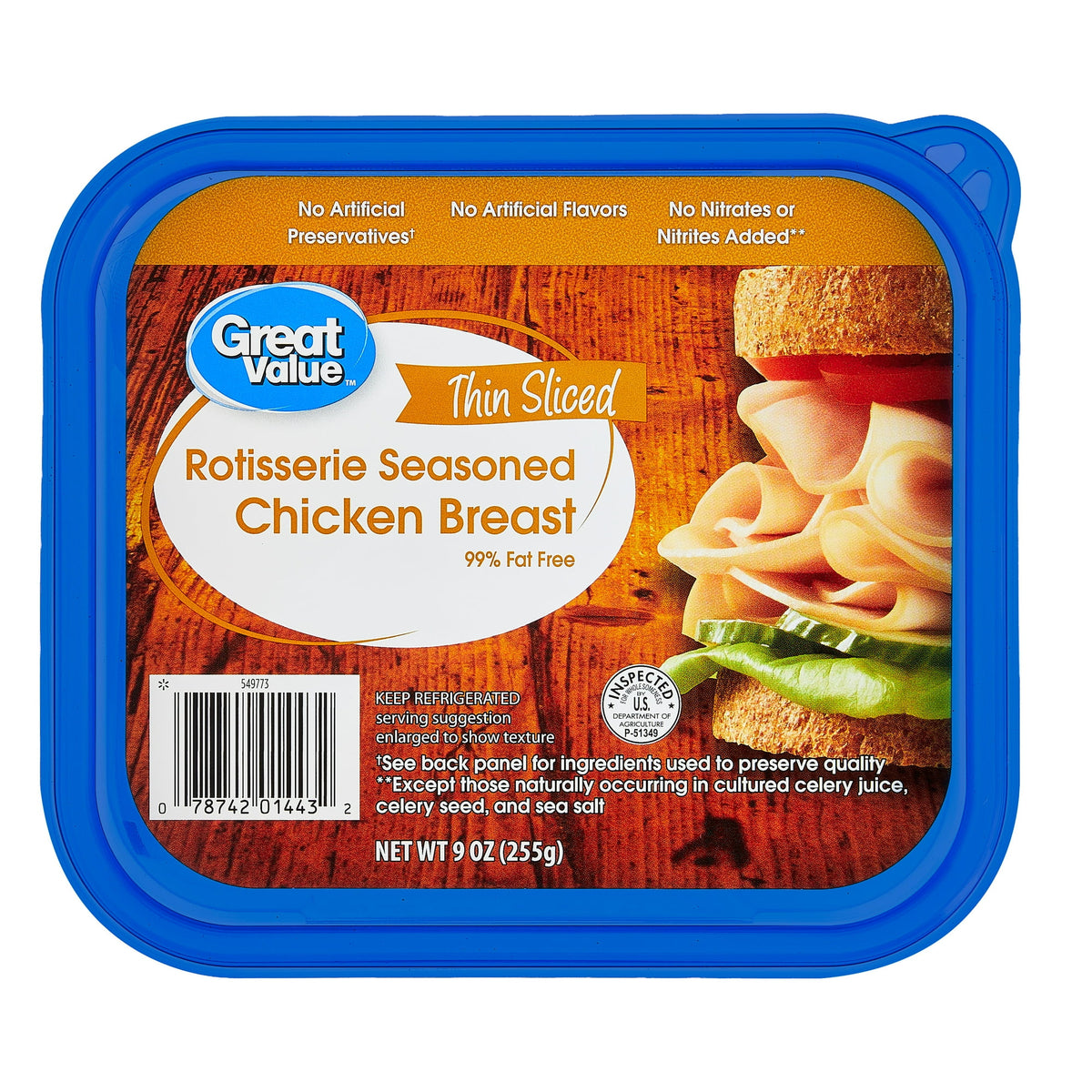Great Value Refrigerated Rotisserie Chicken Lunchmeat, 9 oz