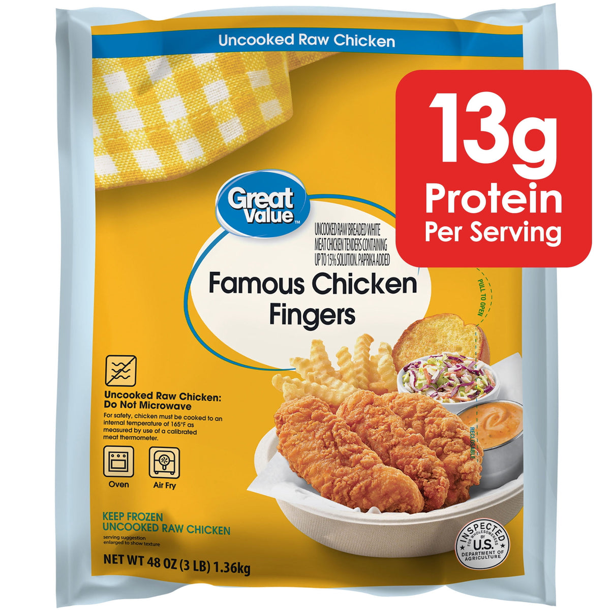 Great Value Frozen Famous Chicken Fingers, 3 lbs