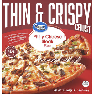 Great Value Frozen Thin Crust Pizza Philly Cheesesteak, 17.2 oz