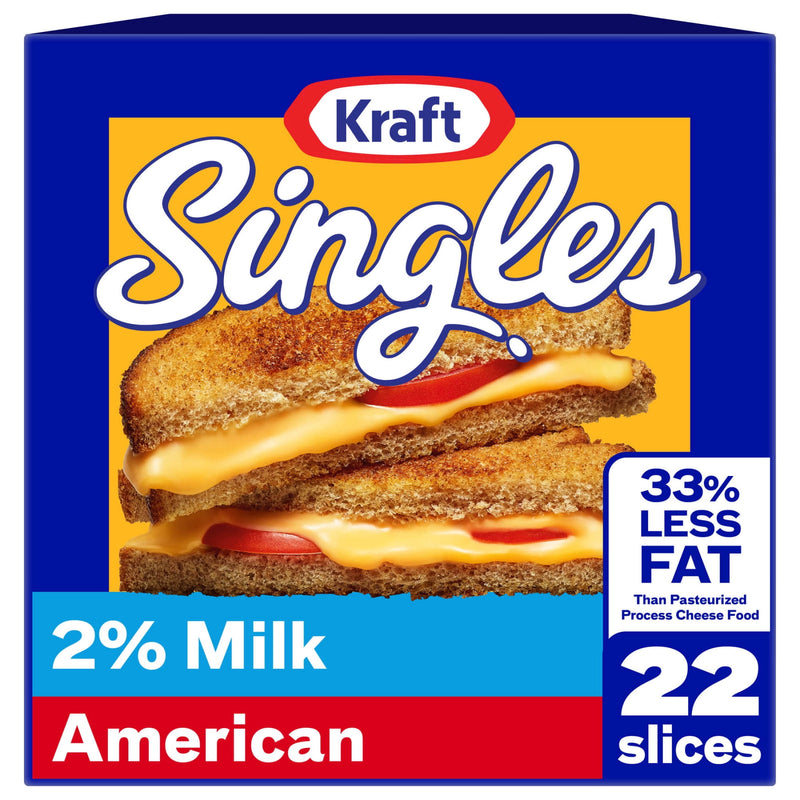 Kraft Singles 2% Pasteurized Prepared Cheese Product American Slices, 22 Count Pack — package