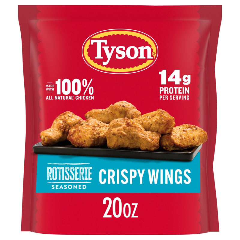 Tyson Rotisserie Seasoned Crispy Wings, 20 oz (Frozen, Fully Cooked) — package