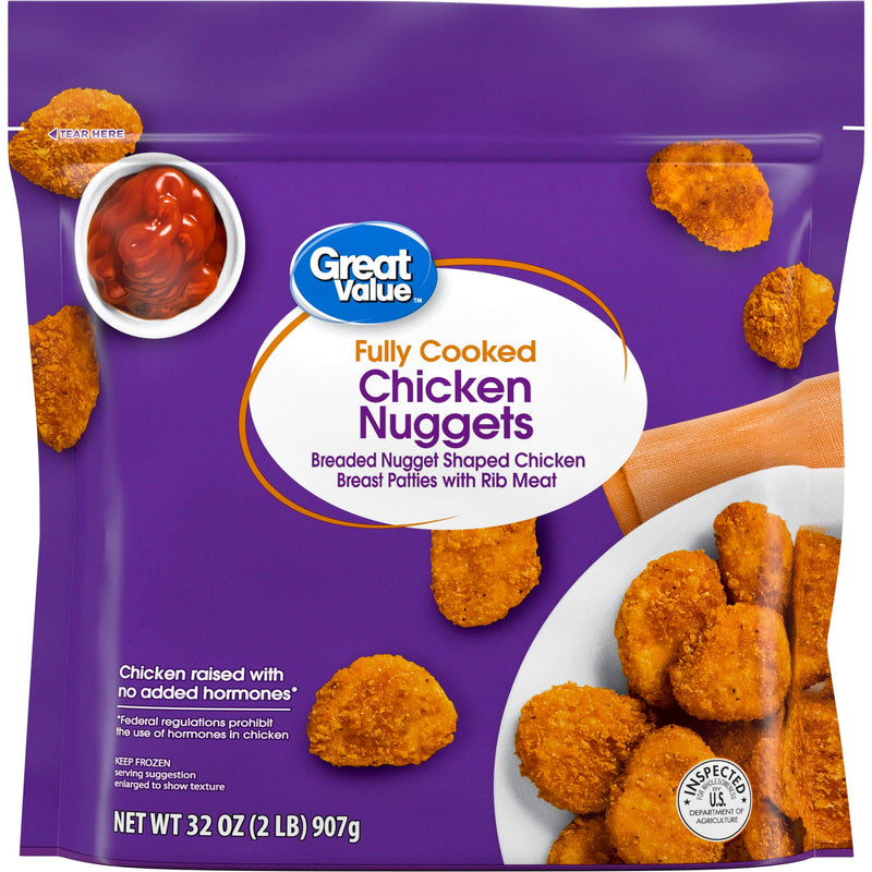 Great Value Fully Cooked Chicken Nuggets, 32 oz (Frozen) — package