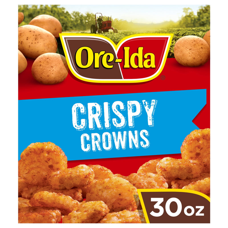 Ore-Ida Crispy Crowns Seasoned Shredded Frozen Potatoes, 1 Bag, for Easy Snacks and Dinner Sides, Gluten-Free, 30 oz — package