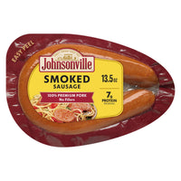 Johnsonville Cooked Smoked Pork Rope Sausage, 13.5 oz, Refrigerated, Plastic Vacuum Packet, New — package