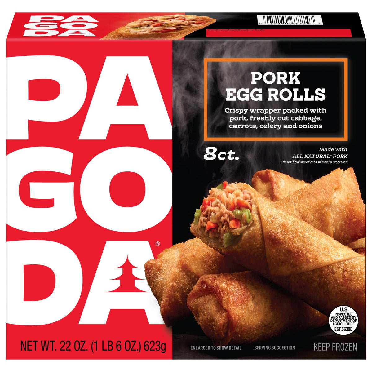 PAGODA Frozen Crunchy Crispy Pork Egg Rolls, 22.0 oz