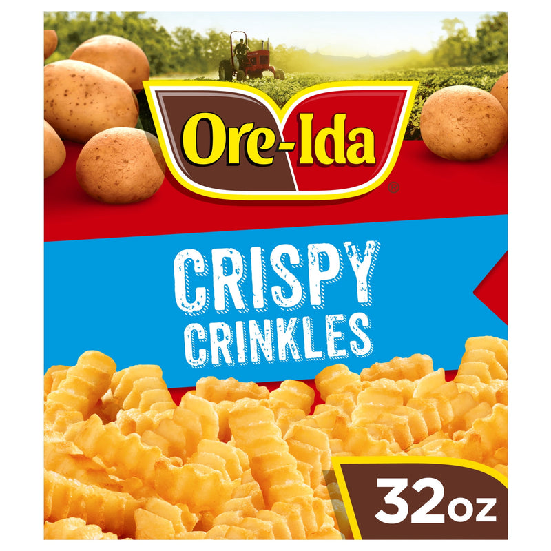 Ore-Ida Crispy Crinkles French Fried Frozen Potatoes, 1 Bag, for Easy Snacks and Dinner Sides, Gluten-Free, 32 oz — package