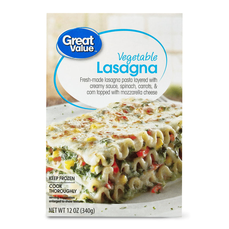 Great Value Vegetable Lasagna Pasta, 12 oz — package