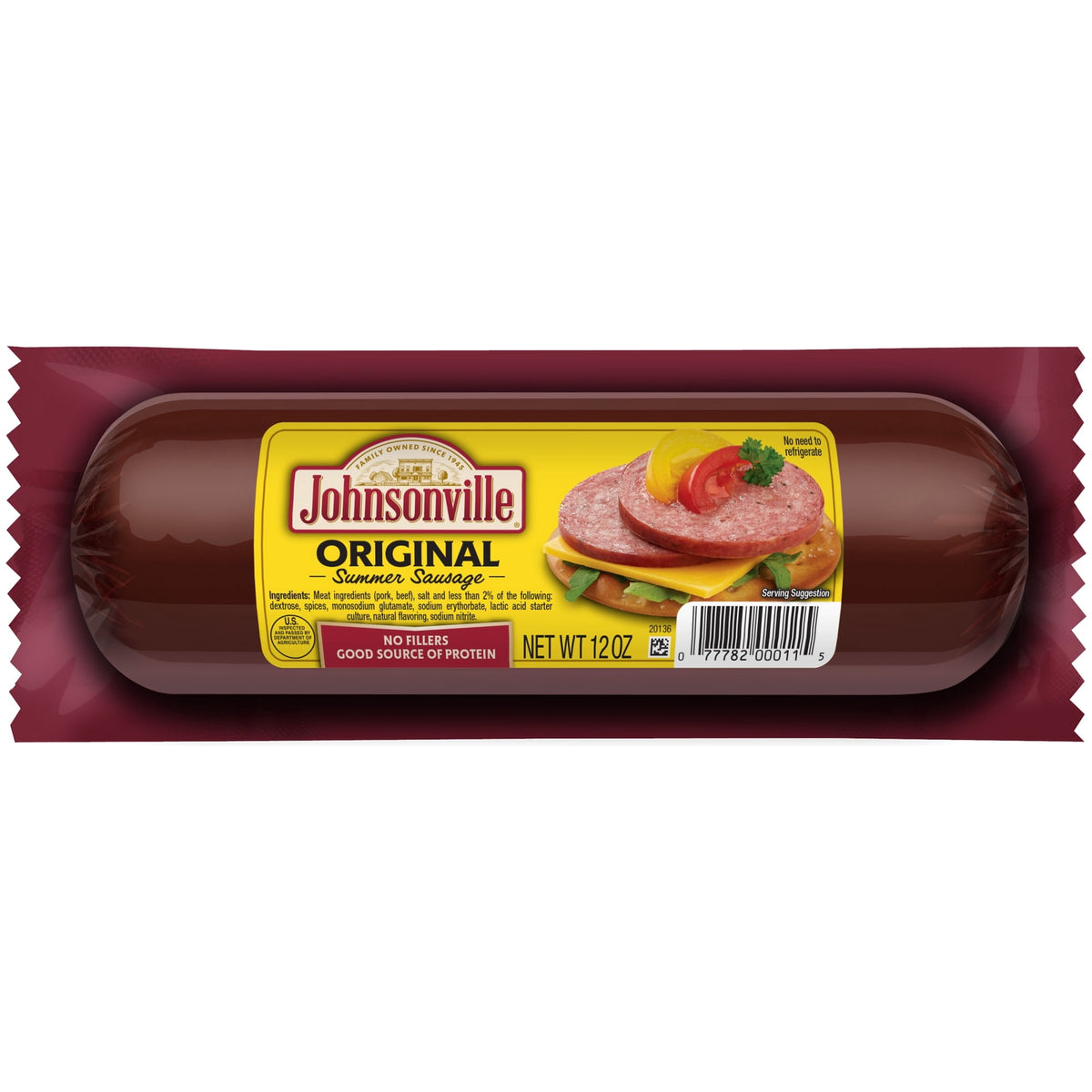 Johnsonville Refrigerated Smoked Summer Sausage Original, 12 oz