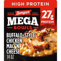 Banquet MEGA Bowls Buffalo-Style Chicken Mac 'N Cheese, 27g Protein, Frozen Meal, 14 oz. — package