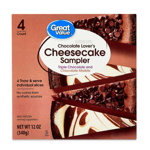 Great Value Frozen Chocolate Lovers Cheesecake Sampler, 12 oz, 4 ct