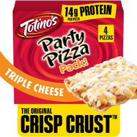 Totino's Party Pizza, Triple Cheese, Thin Crust, 14g Protein, 39.2 oz, 4 Count (Frozen) — package