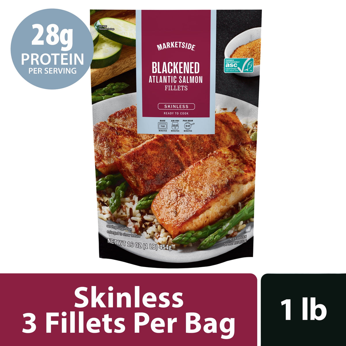 Marketside Frozen Blackened Atlantic Salmon, 1 lb